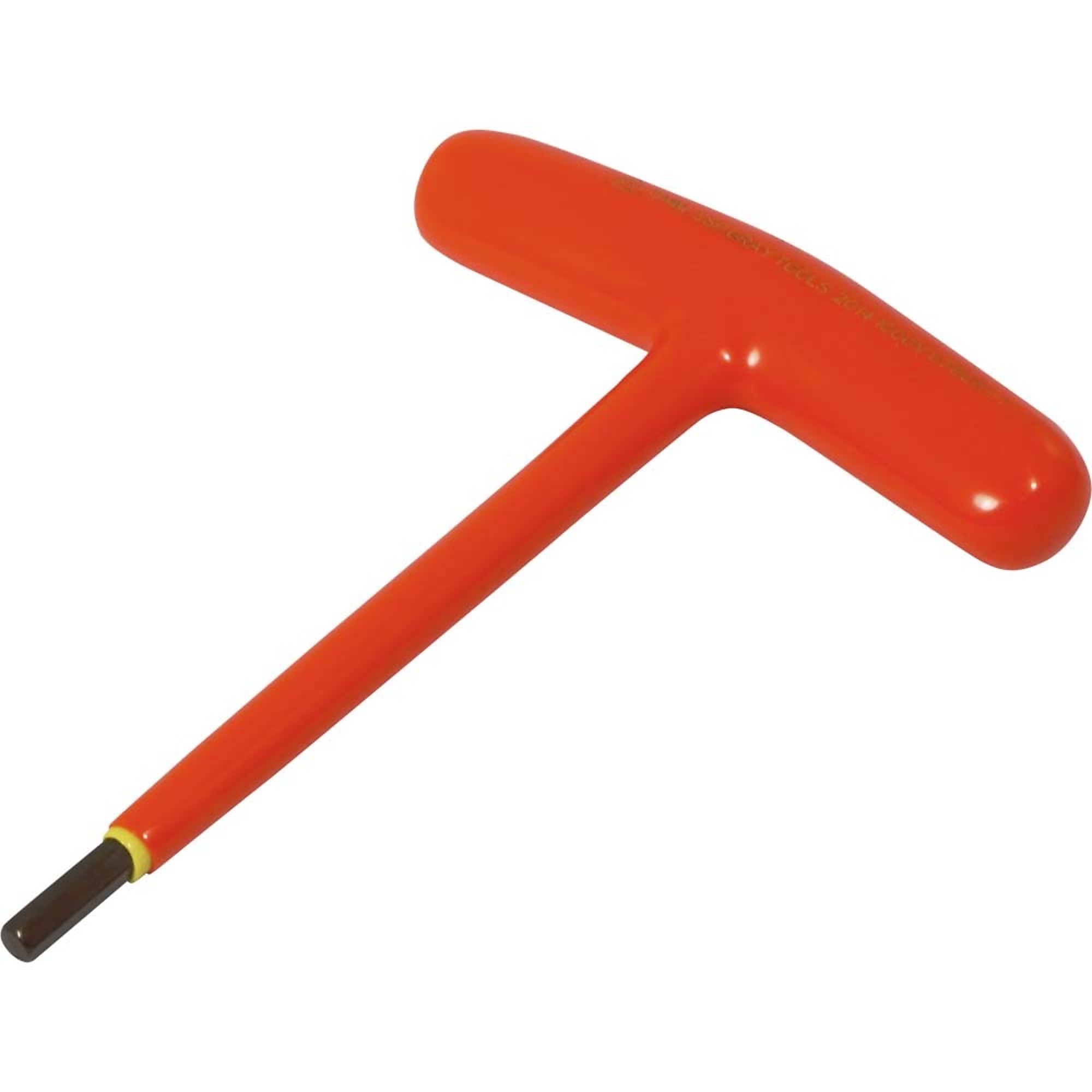 Gray Tools, 5mm T-handle S2 Hex Key, 1000V Insulated, Pieces (qty.) 1 Model# 67605-I